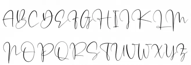 Mellyani Script Caratteri MAIUSCOLE
