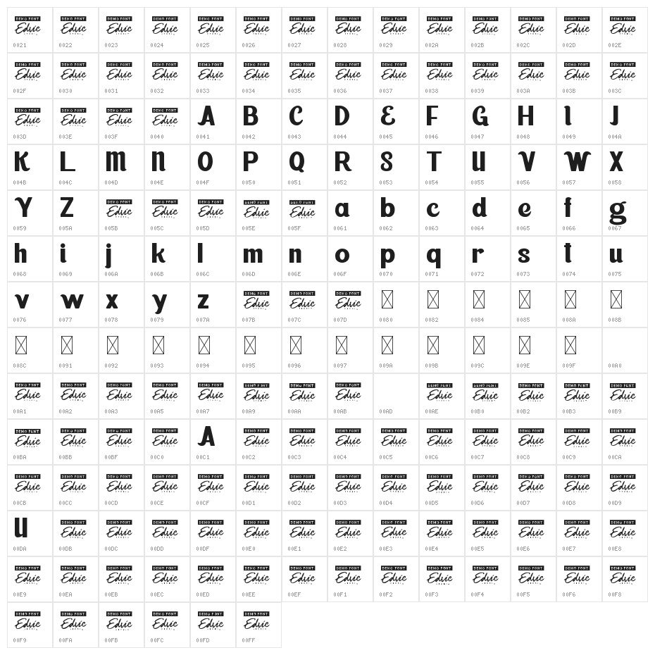 Melodic Bounce Demo Character Map