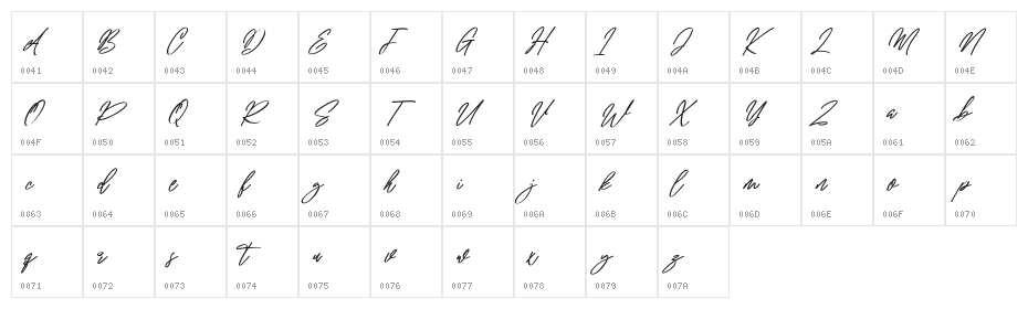 Melody Swell Free Regular Character Map