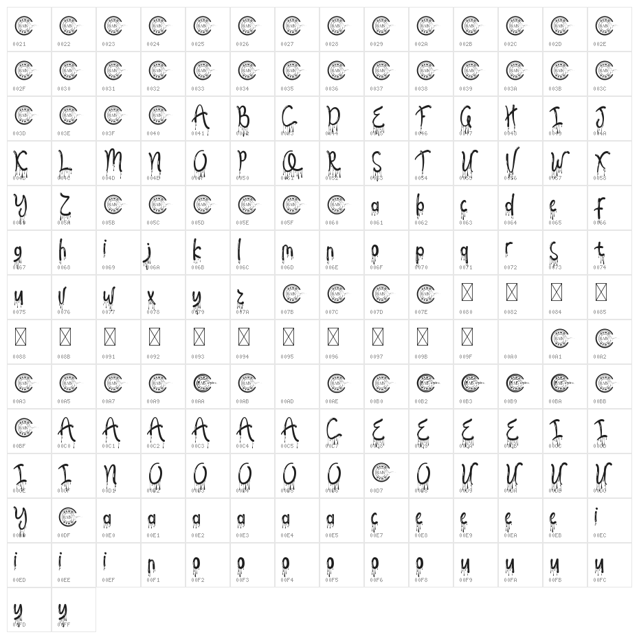 Melting Words Demo Character Map