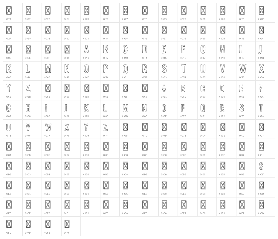 MelvisFree-Outline Character Map