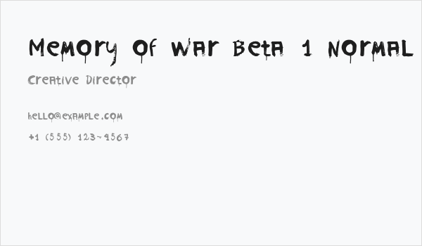 Memory of War Beta 1 Normal Business Card