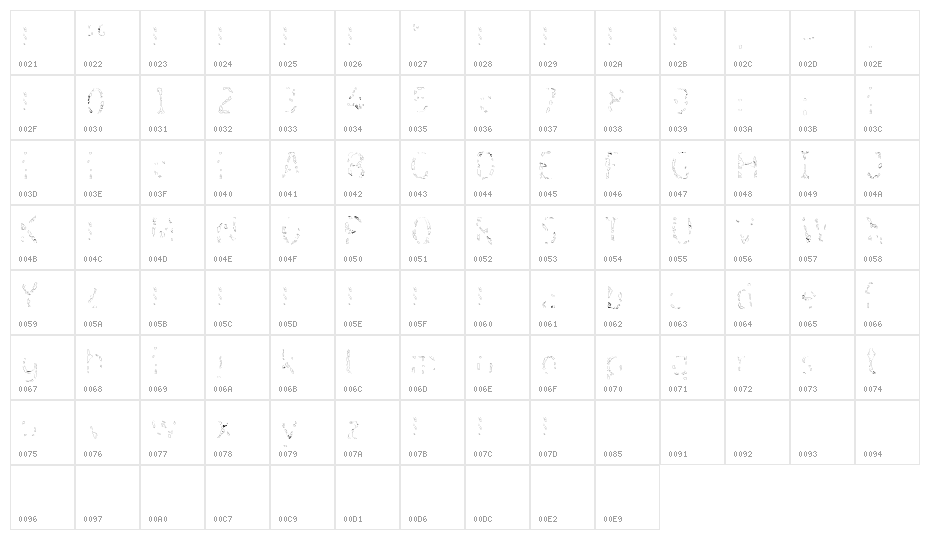 Memoryshadow Regular Character Map