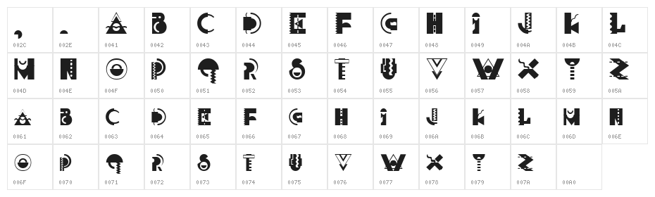 MemphisDisplay Character Map