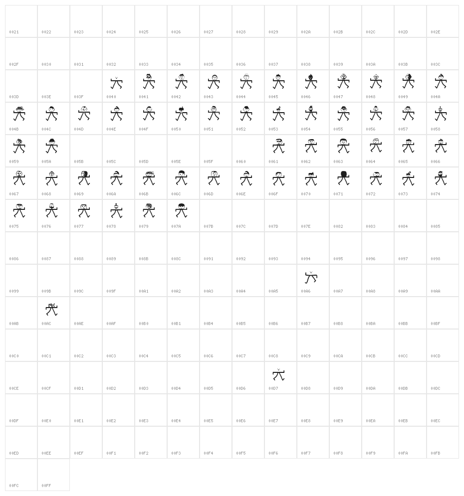 MenFiftyTwo Character Map