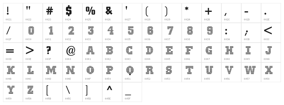 MeninBlue Character Map