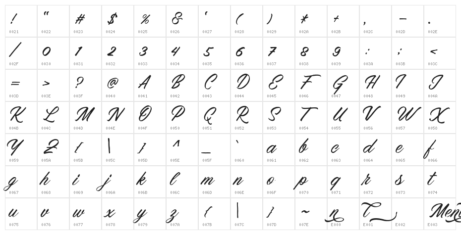 MenleaderDEMO Character Map