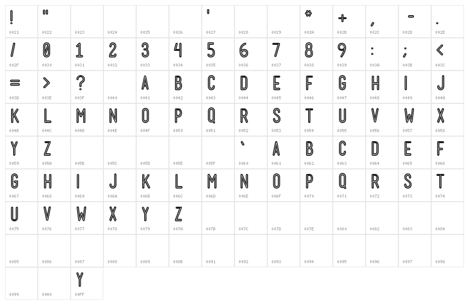 Mensch Bold Inline Character Map
