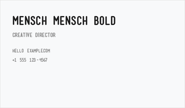 Mensch Mensch Bold Business Card