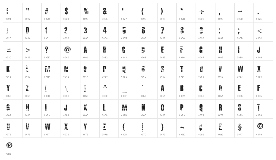 MenthaRapture Character Map