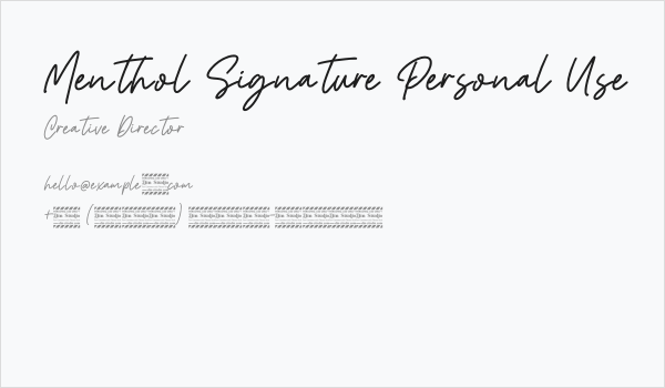 Menthol Signature Personal Use Business Card