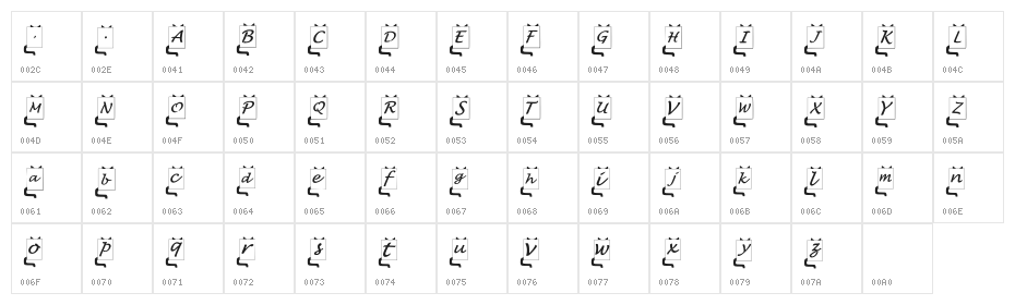 Meowessay Regular Character Map