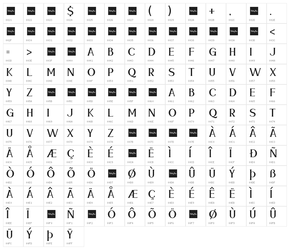 Meramoon-Regular Character Map