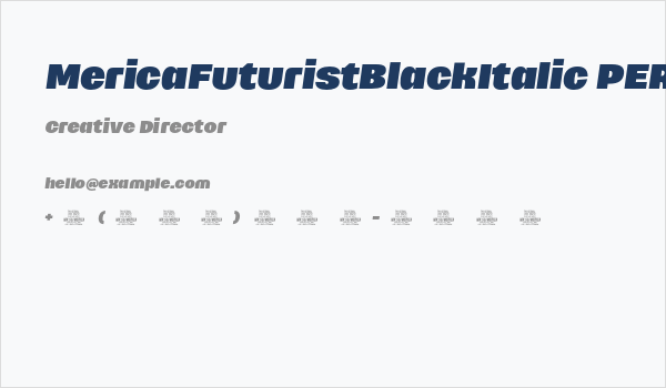 MericaFuturistBlackItalic PERSONAL USE ONLY Business Card