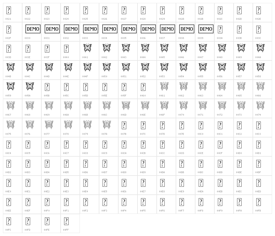 Merissa Monogram Character Map