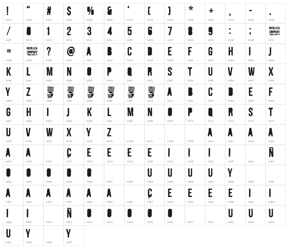 Merluza Company Character Map