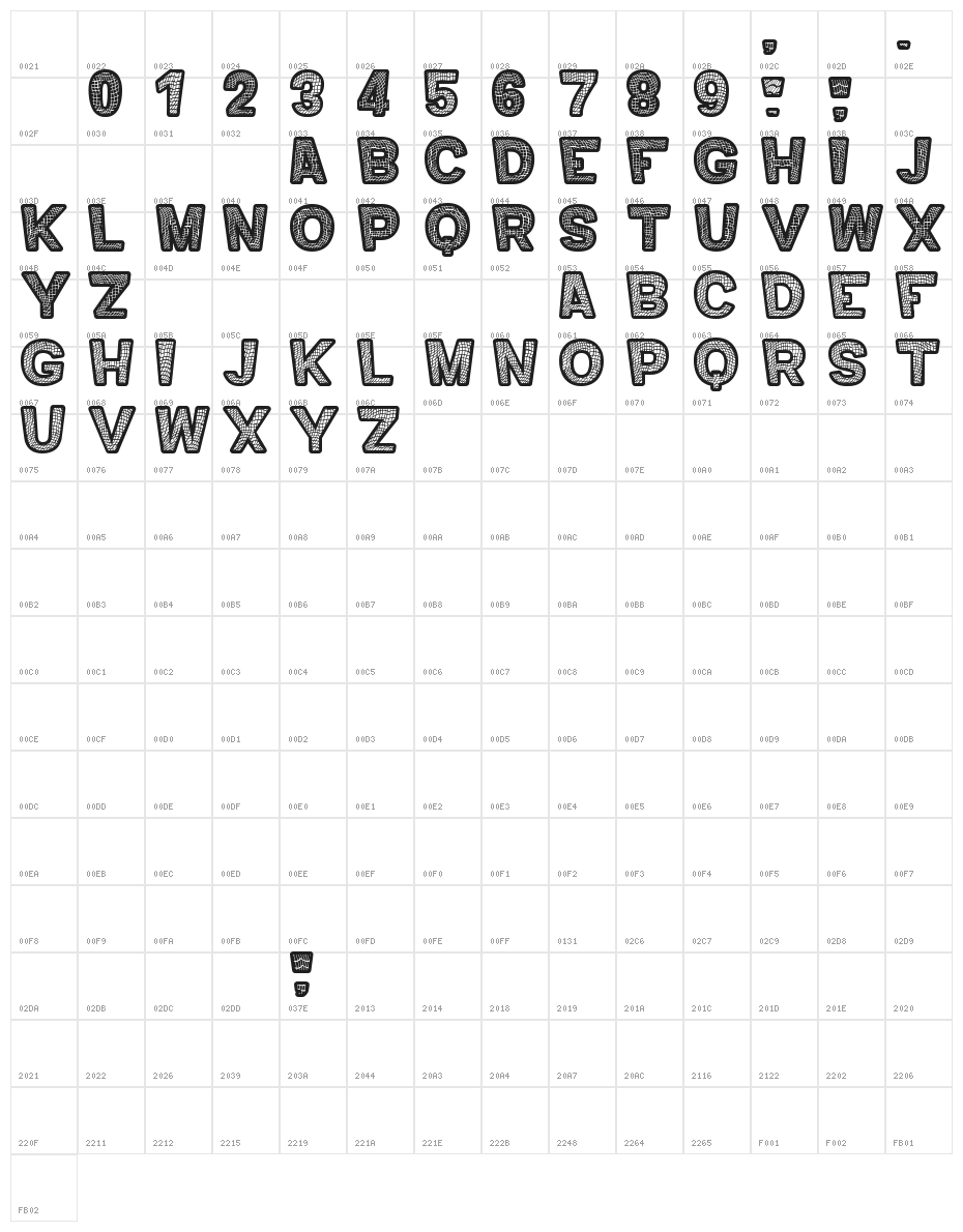 Mero Ornad TFB Character Map