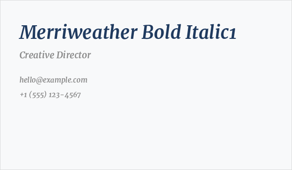 Merriweather Bold Italic1 Business Card
