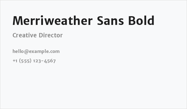 Merriweather Sans Bold Business Card
