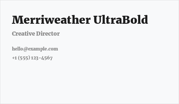 Merriweather UltraBold Business Card
