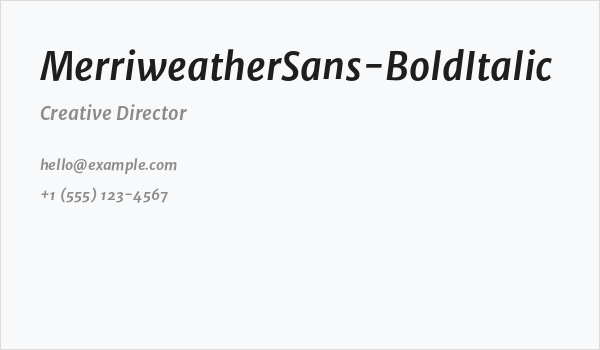 MerriweatherSans-BoldItalic Business Card
