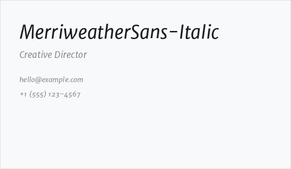 MerriweatherSans-Italic Business Card