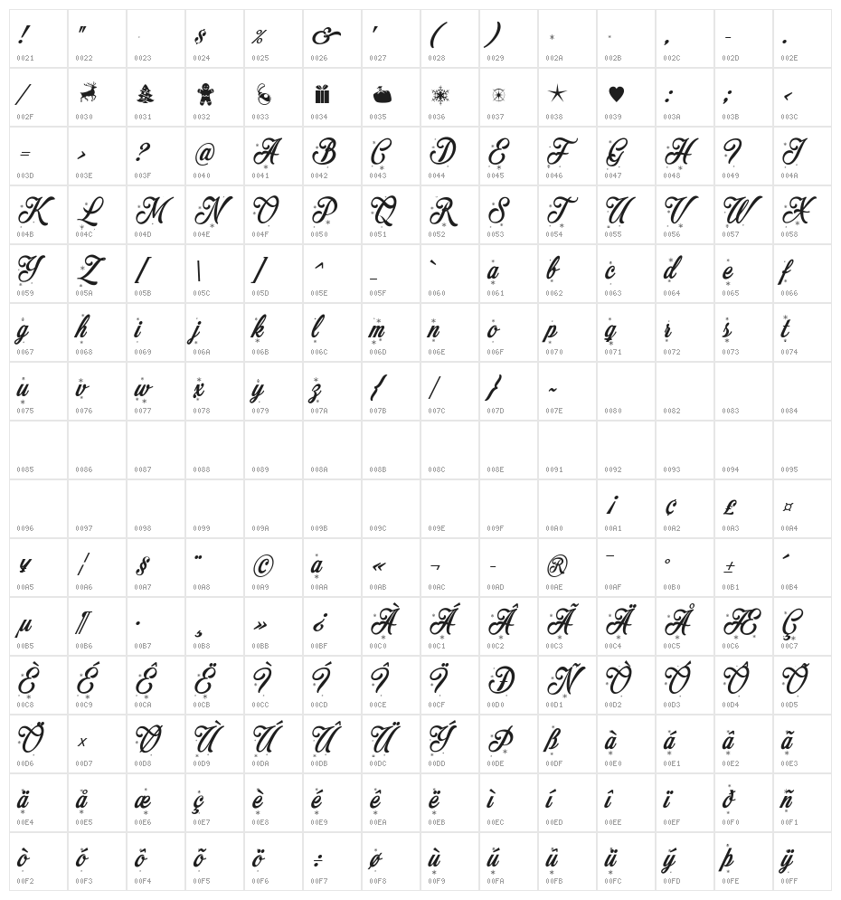 Merry Christmas Flake Character Map