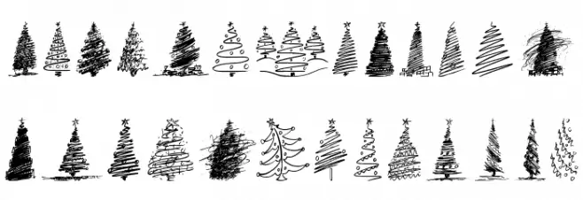 Merry Christmas Trees Font UPPERCASE
