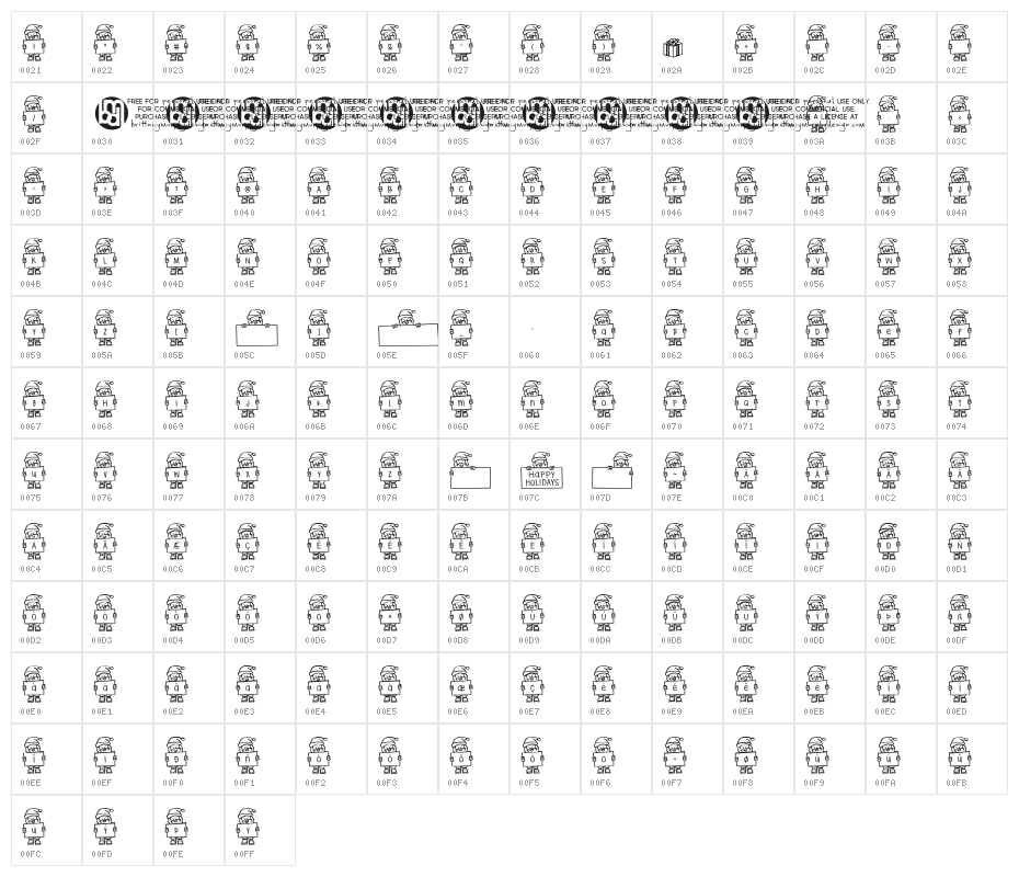 Merry Santa Letters Character Map