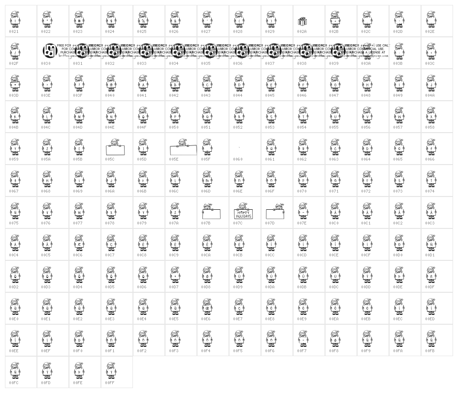 Merry Santa Letters Character Map
