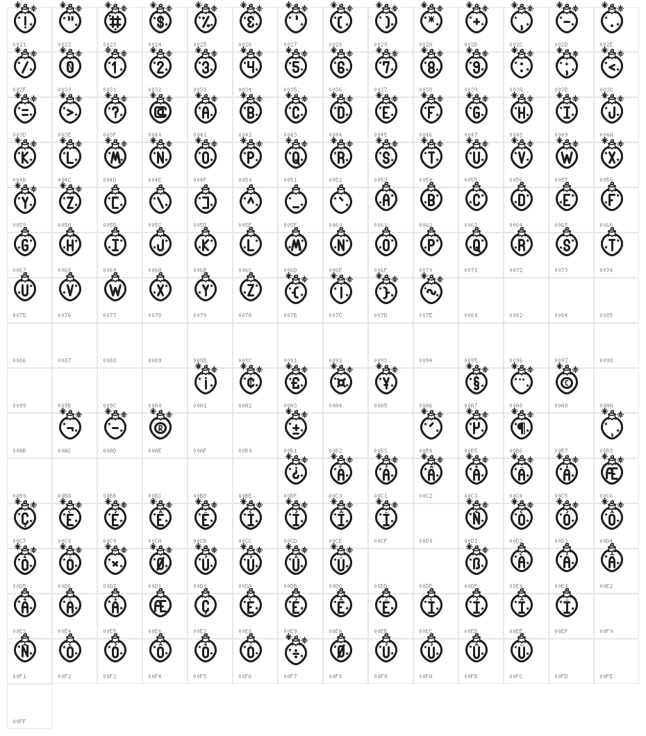 Merry Xmas St Character Map