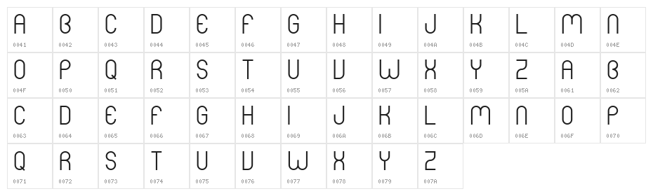 Mers Bold Character Map