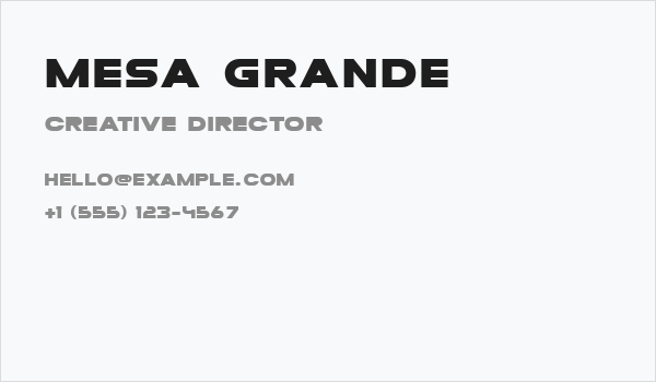 Mesa Grande Business Card