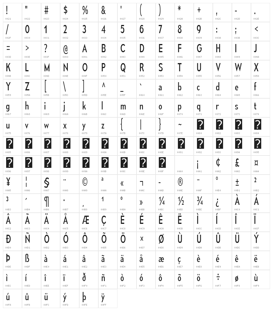 MesmerizeCdBk-Regular Character Map