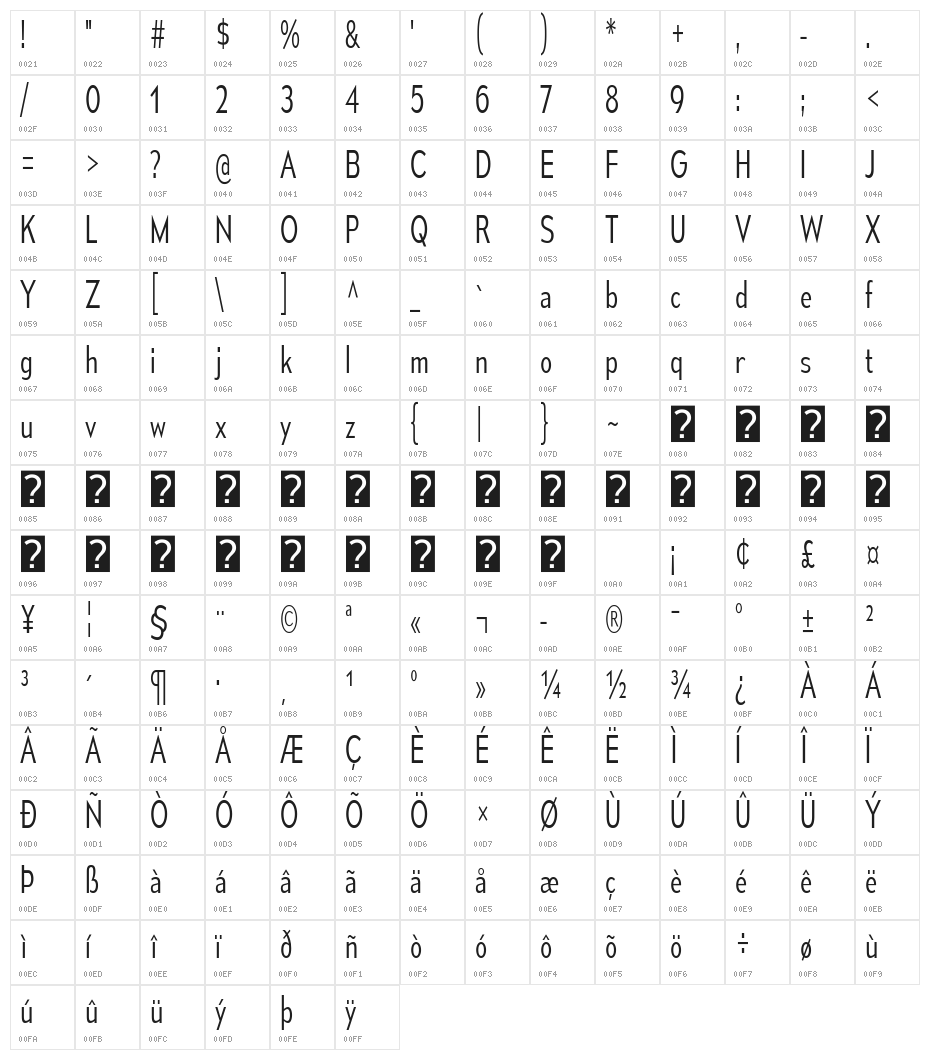 MesmerizeCdLt-Regular Character Map