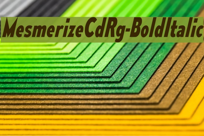 MesmerizeCdRg-BoldItalic Font examples