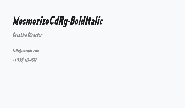 MesmerizeCdRg-BoldItalic Business Card