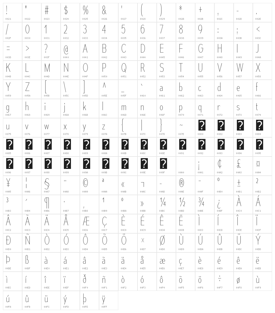 MesmerizeCdUl-Regular Character Map