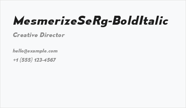 MesmerizeSeRg-BoldItalic Business Card