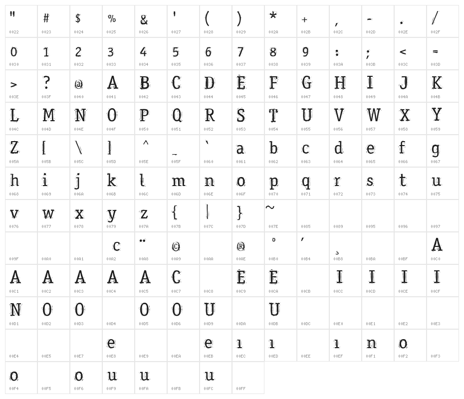 MessyOffice Regular Character Map