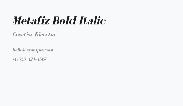 Metafiz Bold Italic Business Card