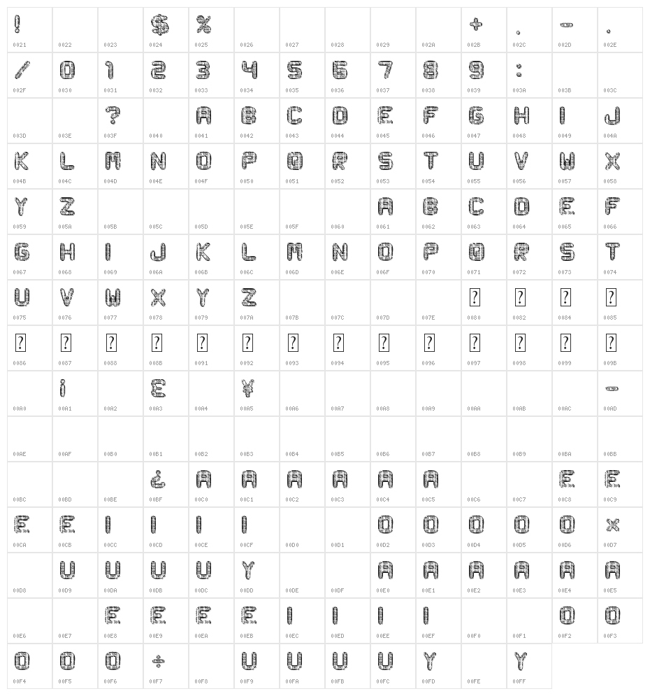 Metal Curvy Character Map