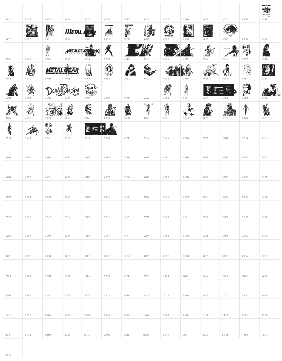 Metal Gear Solid The Phantom Font Character Map