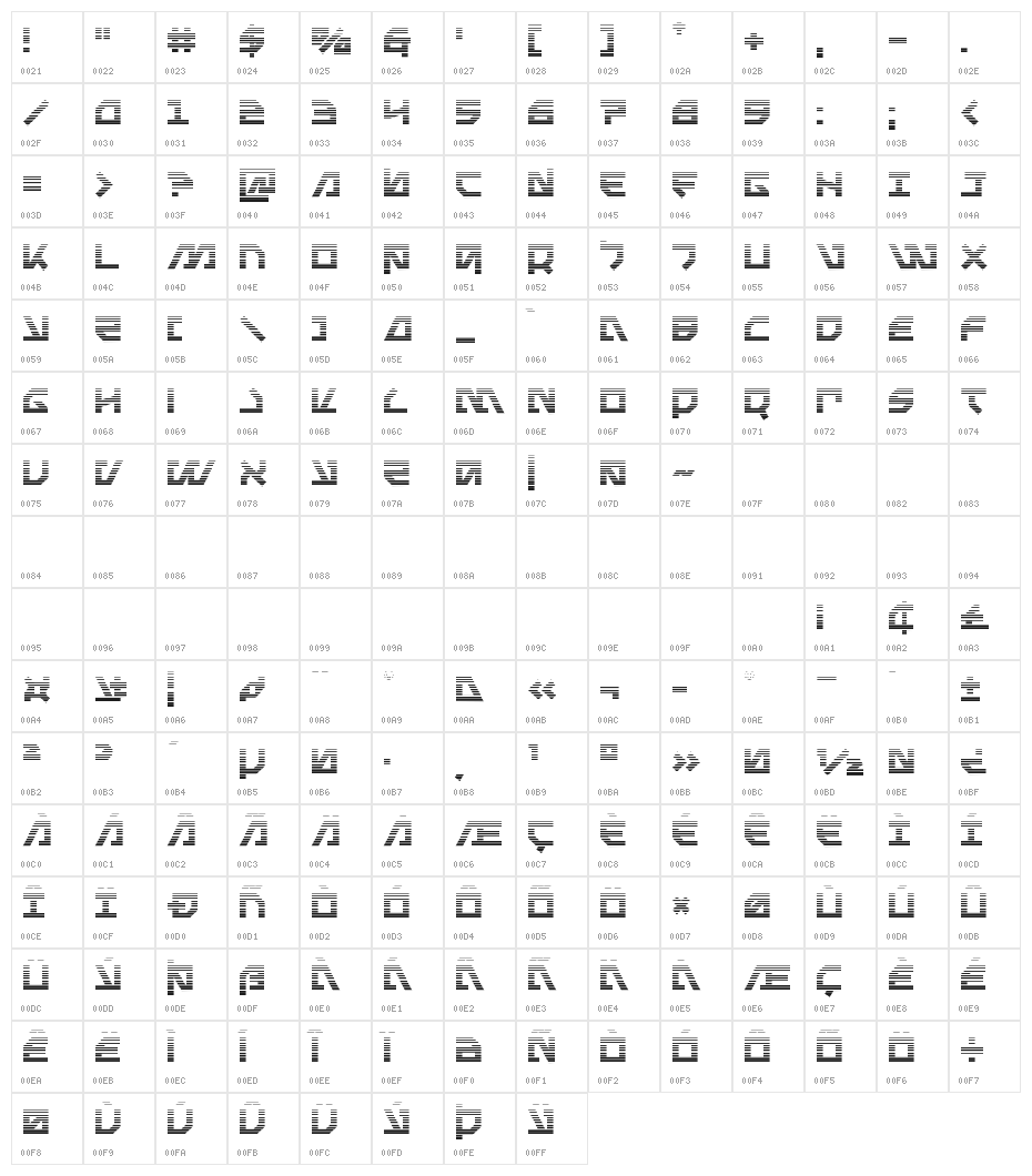 Metal Storm Gradient Character Map