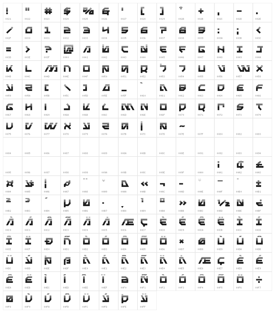 Metal Storm Halftone Character Map