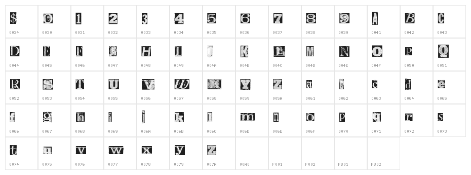 MetalBlockTheta Character Map