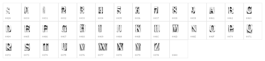 MetalBlockThree Character Map