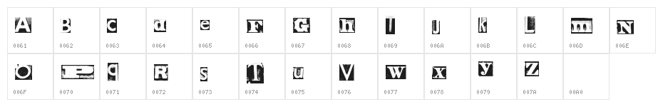 MetalBlockZero Character Map