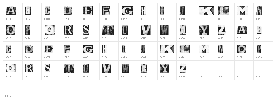 MetalblockNaked Character Map