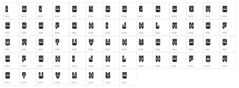 Metallic Regular Character Map